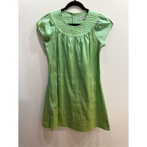 Calypso Christiane Celle 100% Silk Cap Sleeve Pintuck Dress – Green, Size M, vin